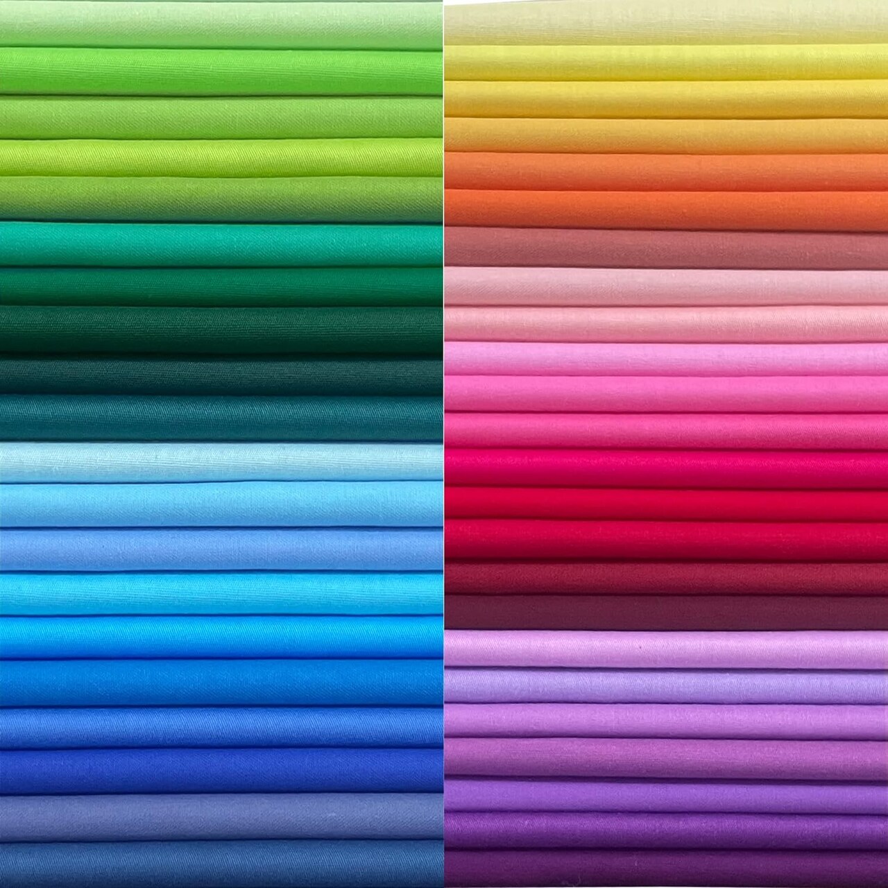 50PCS 10 x 10 inch Solid 100% Cotton Fat Quarters Precut Fabric for Sewing